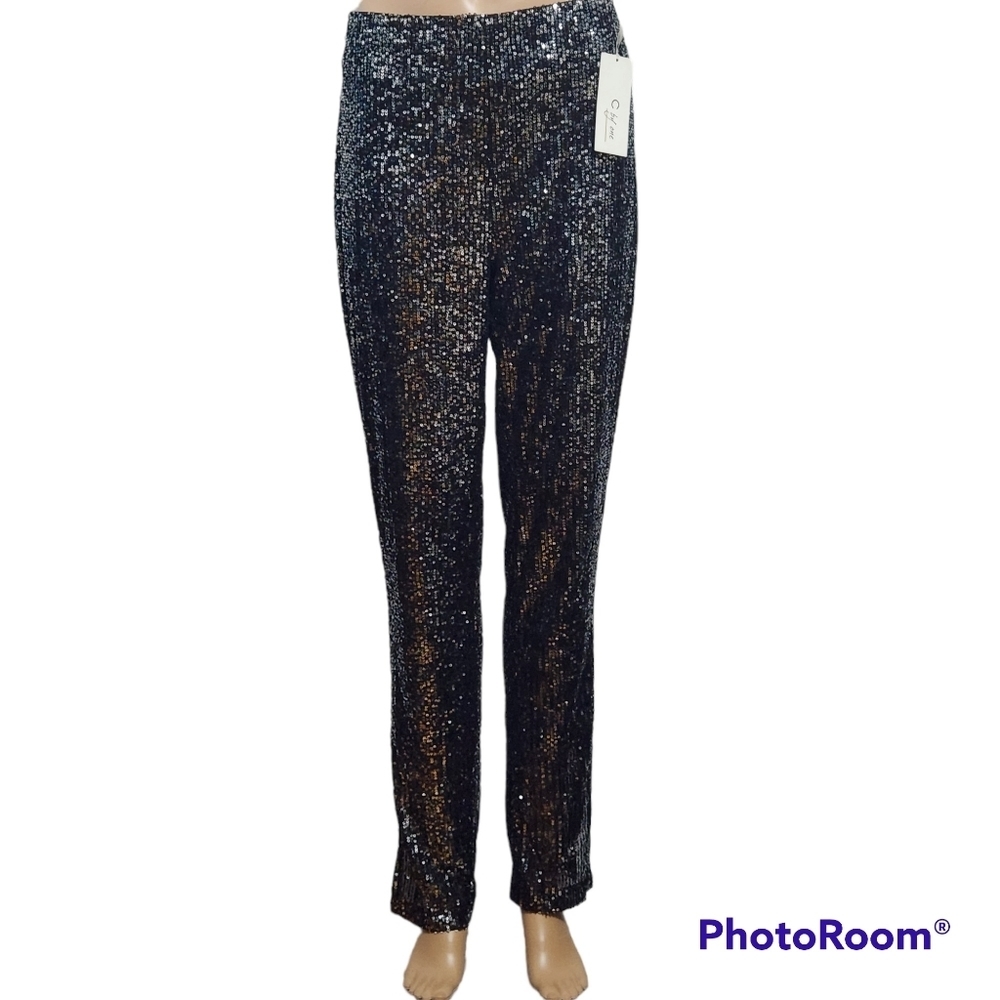 NWT C By One Sequined Pull On Skinny Leg Pants